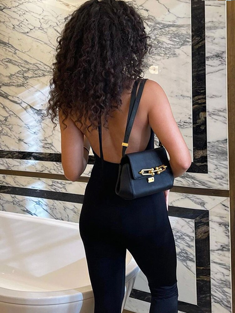 Halter Neck Sleeveless Open Back Casual Jumpsuit