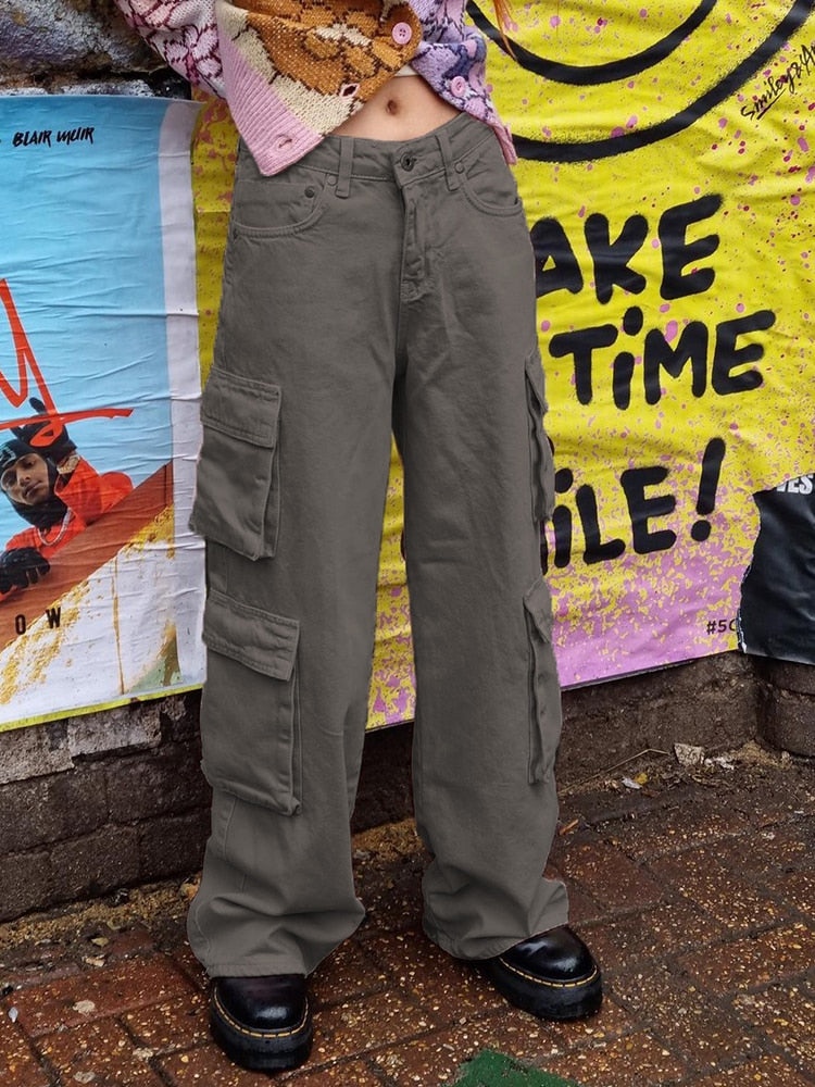 Low Waist Cargo Gray Pants