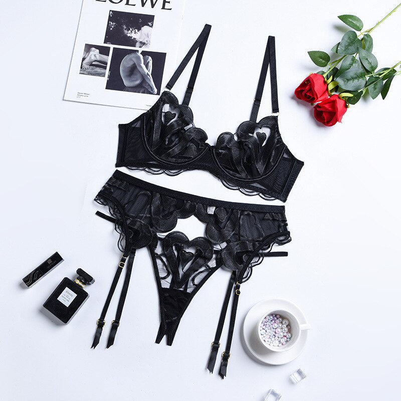 Bra Briefs Luxury Erotic Embroidery Lace Lingerie  Set