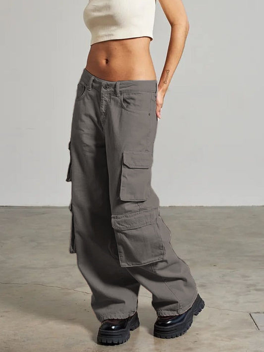 Low Waist Cargo Gray Pants