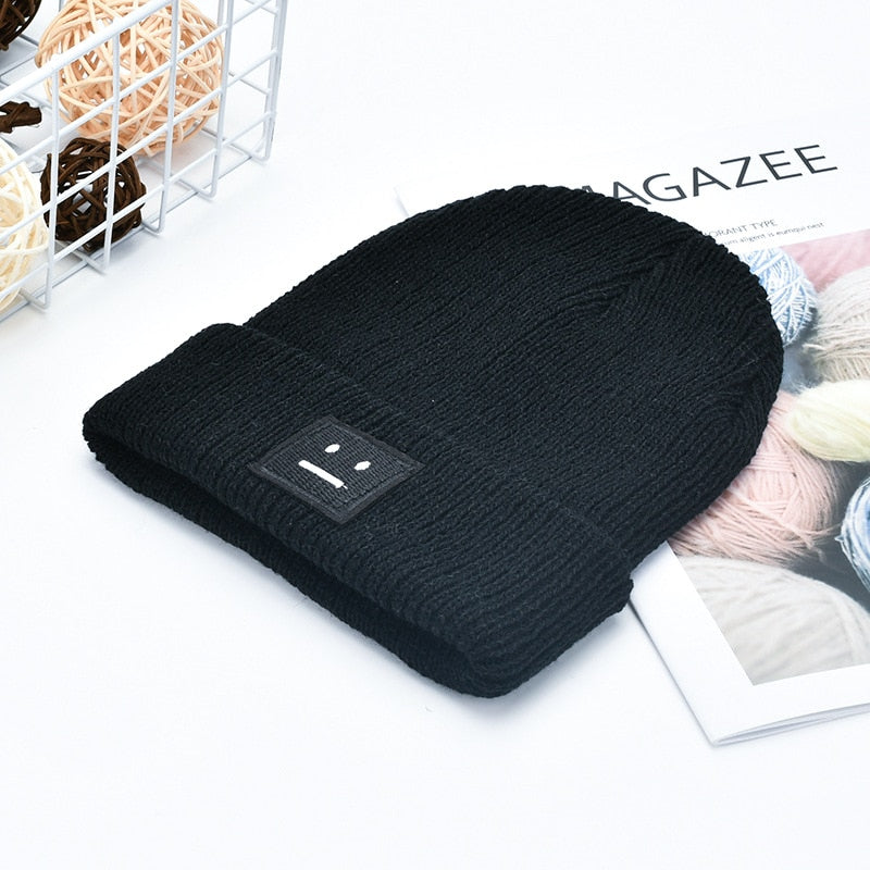 Unisex Embroidered Winter Beanie-Black