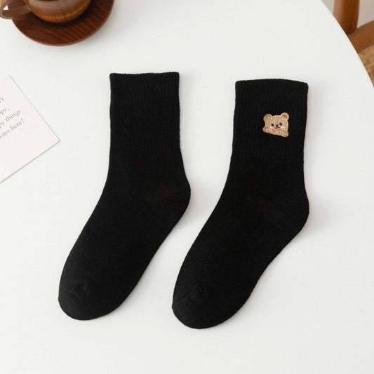 Bear Embroidered Tube Socks