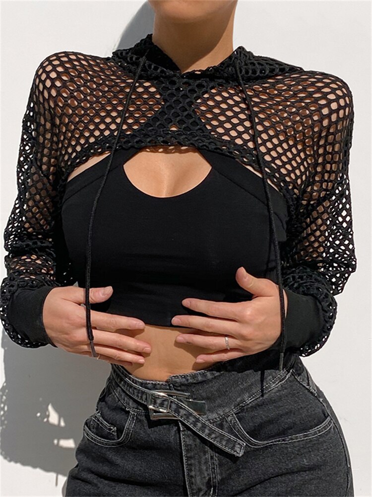 Hooded  Knitted Crop Top