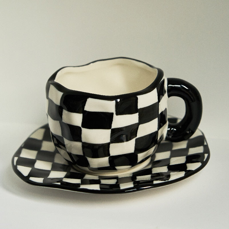 Handmade Irregular Chessboard Cup Set