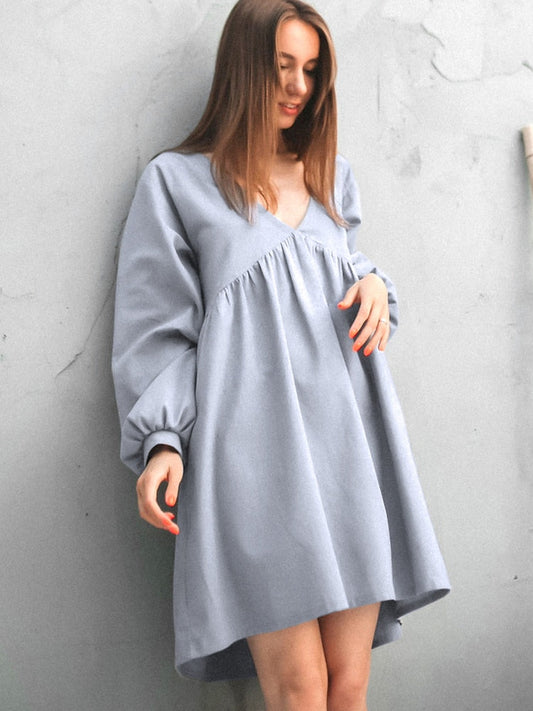 Gray Cotton Summer Night Dress