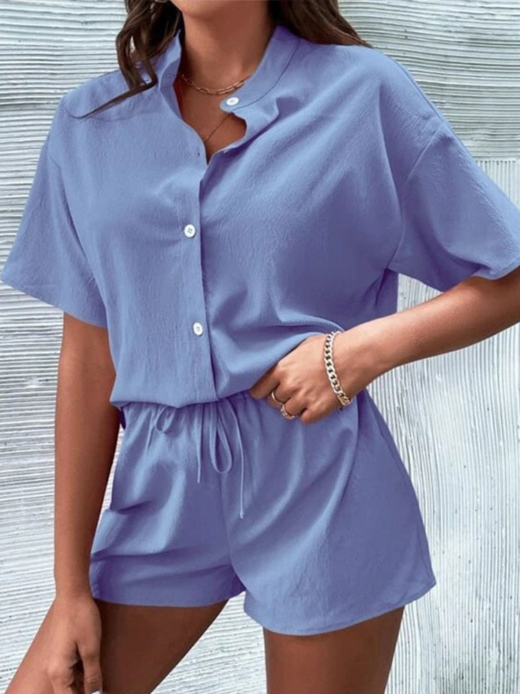 Summer Casual Short Sleeve 2 Piece Set