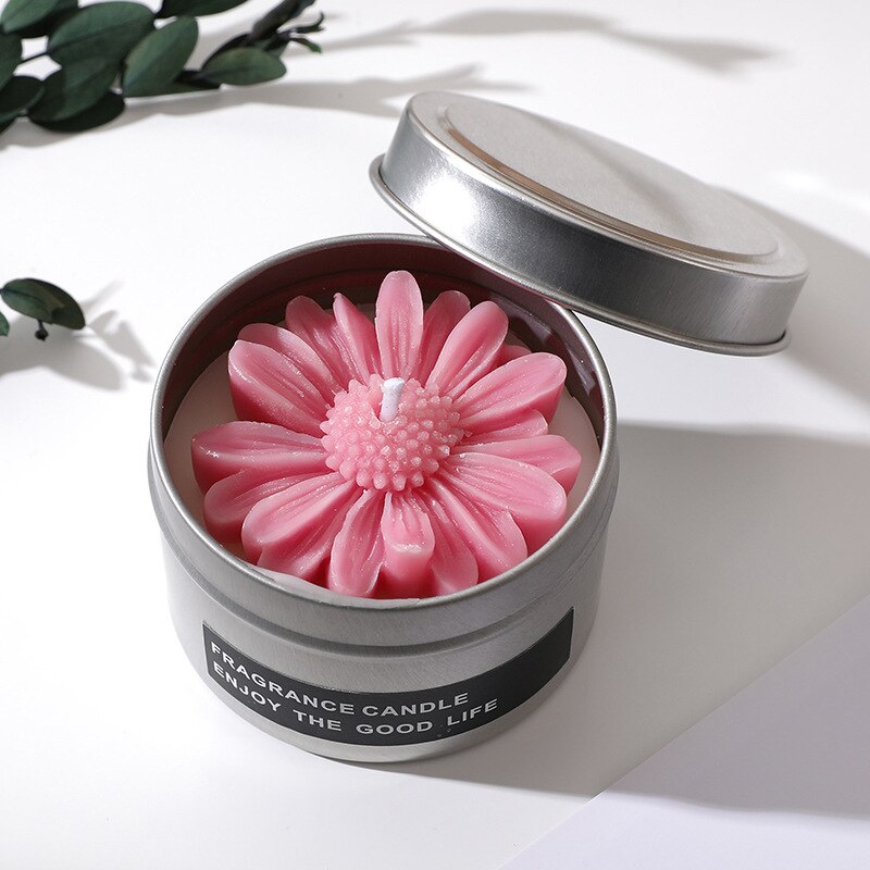 Creative small daisy soy wax scented candle cup home decoration aromatic candles for interior wedding Souvenirs candles in jar