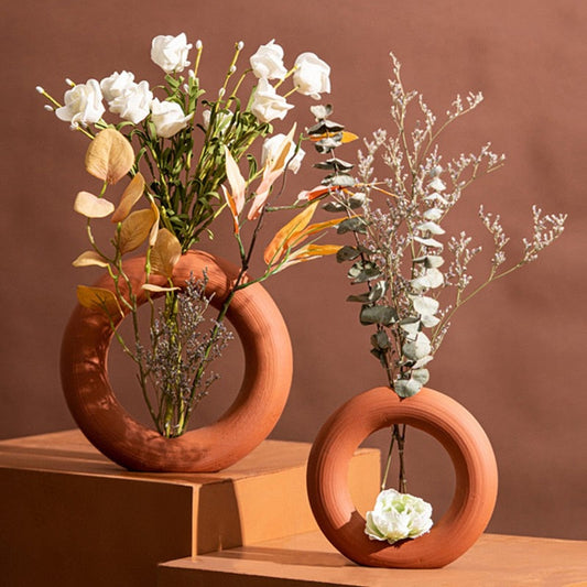 Nordic Donut Vase In Terracotta