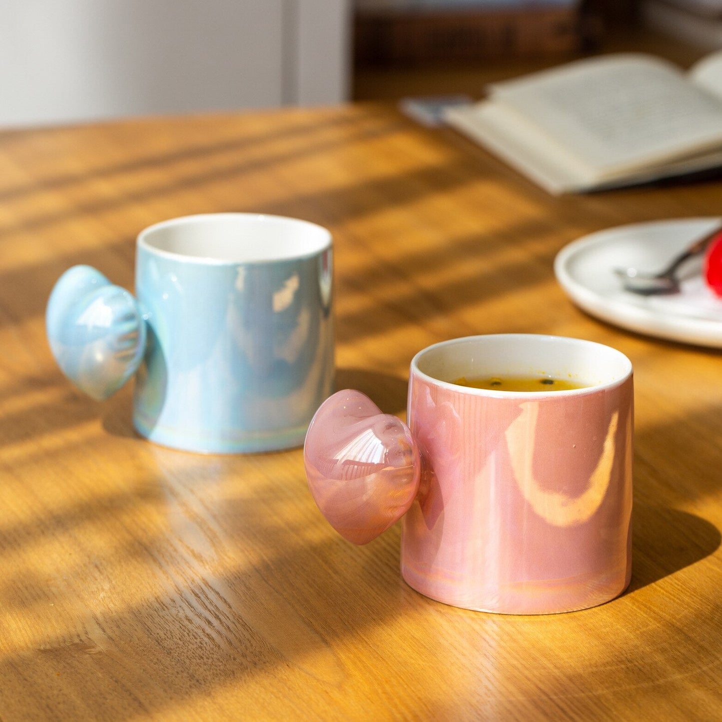 Nordic Heart-Handled Ceramic Coffee Mug