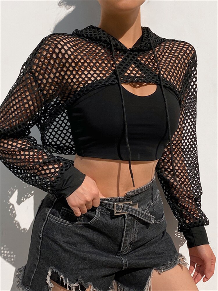 Hooded  Knitted Crop Top