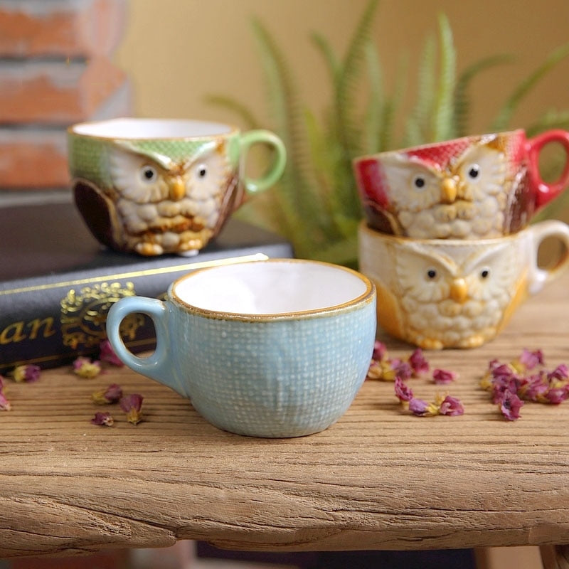 Ceramic Owl Mug Set