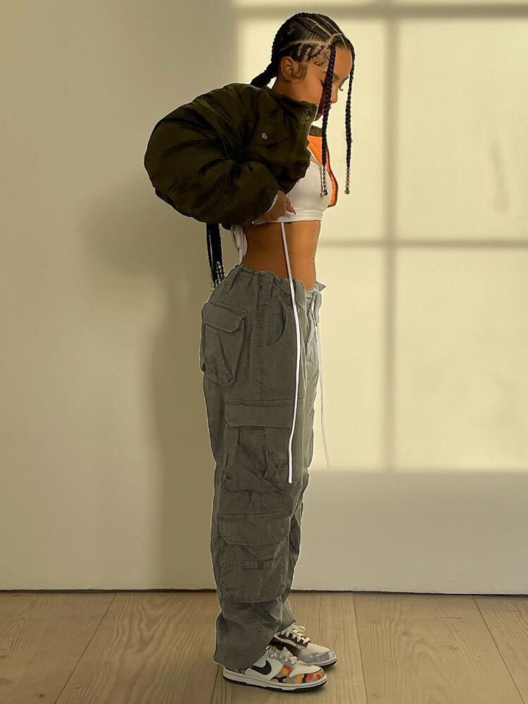 Drawstring Pocket Baggy Pants