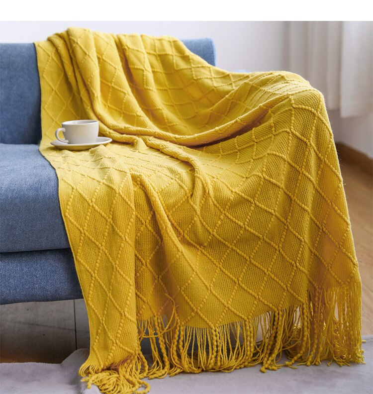 Nordic Soft Bohemia Plaid Blanket-Yellow