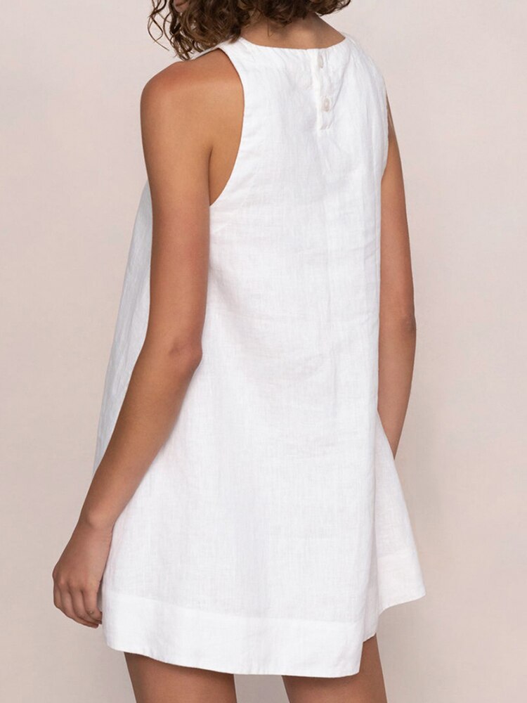 Loose Cotton Sleeveless O-Neck Night Dress