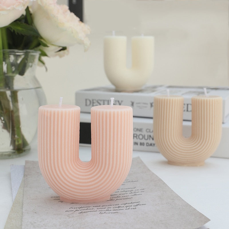 Wholesale Home decorative candle U-Shaped geometric scented candles Ins popular rainbow bridge room decor aroma candles decor