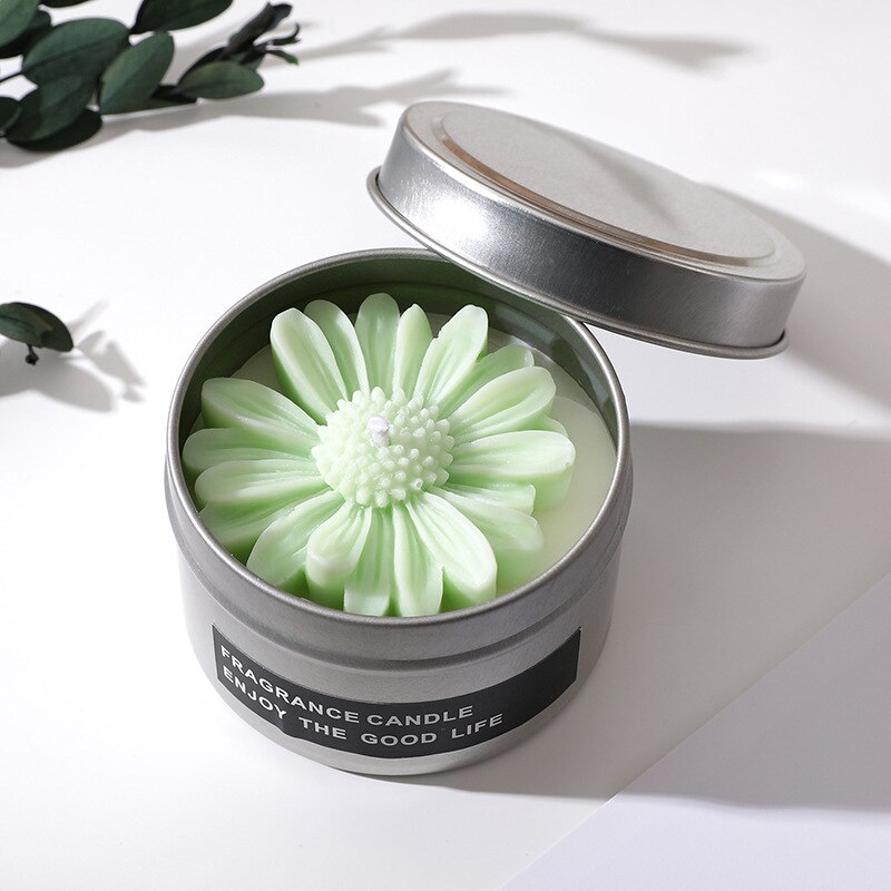 Creative small daisy soy wax scented candle cup home decoration aromatic candles for interior wedding Souvenirs candles in jar