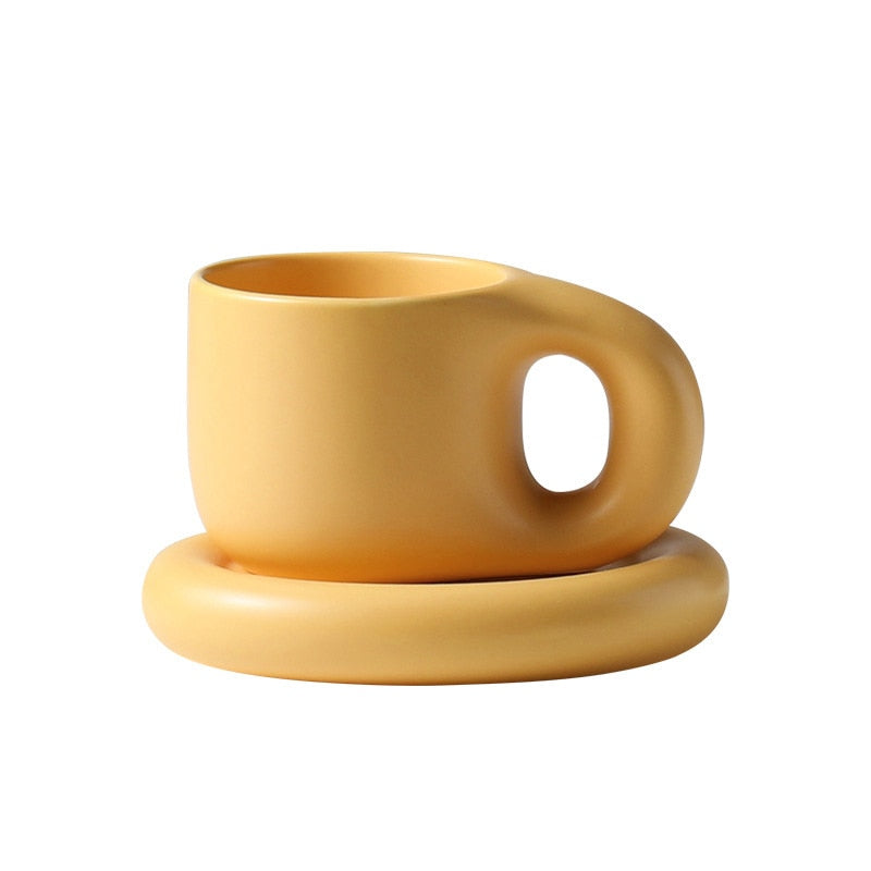 Ceramic Mug with Saucer Coffee