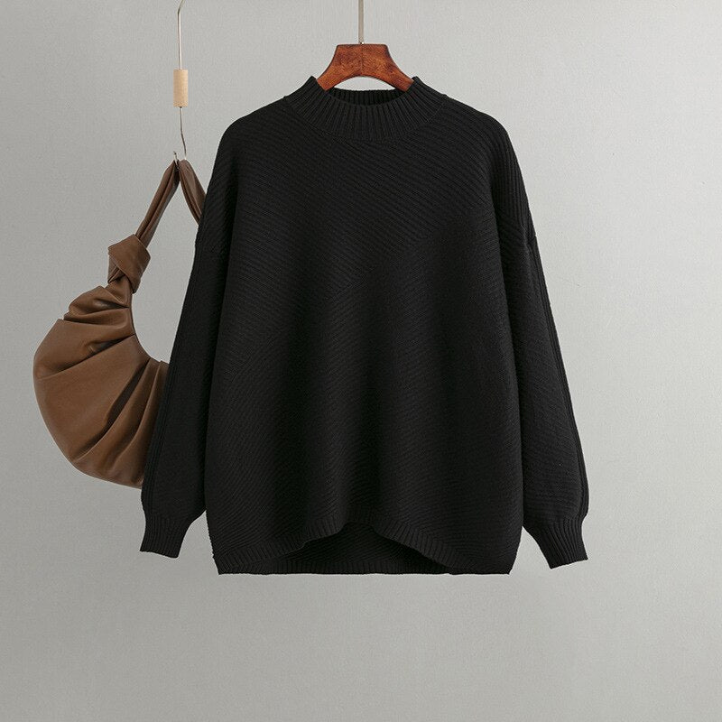 Loose Casual Warm Knit O-Neck Female Jumper Sweater