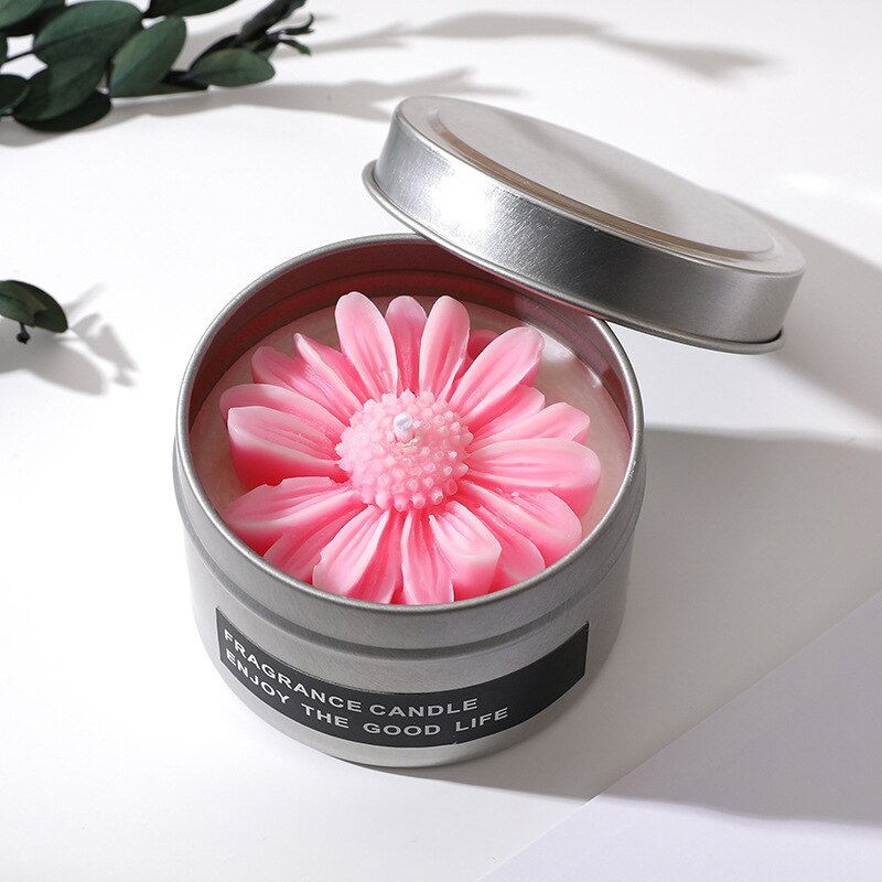 Creative small daisy soy wax scented candle cup home decoration aromatic candles for interior wedding Souvenirs candles in jar