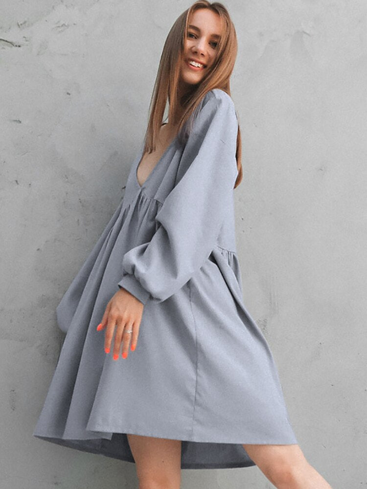 Gray Cotton Summer Night Dress