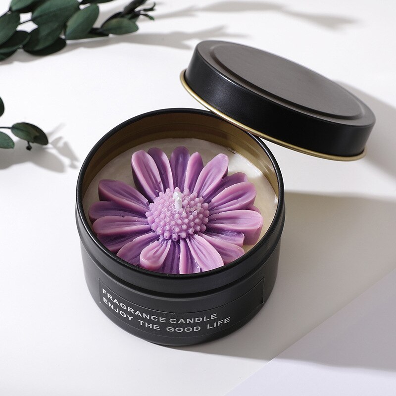 Creative small daisy soy wax scented candle cup home decoration aromatic candles for interior wedding Souvenirs candles in jar