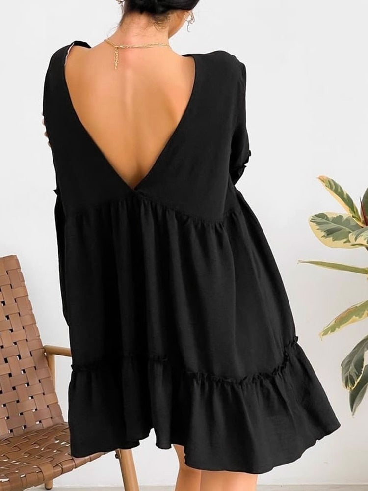 Backless Peplum Night Dress