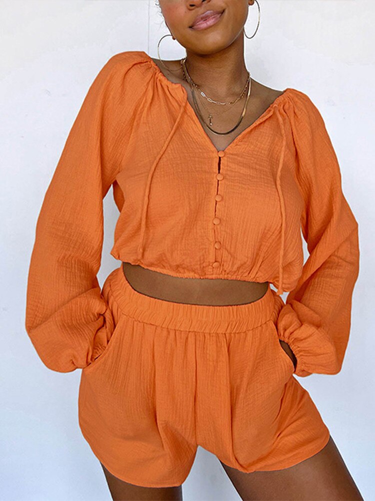 Orange Streetwear 2 Piece Set