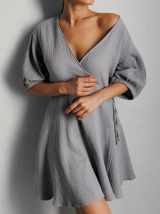 Gray Cotton Summer Night Dress