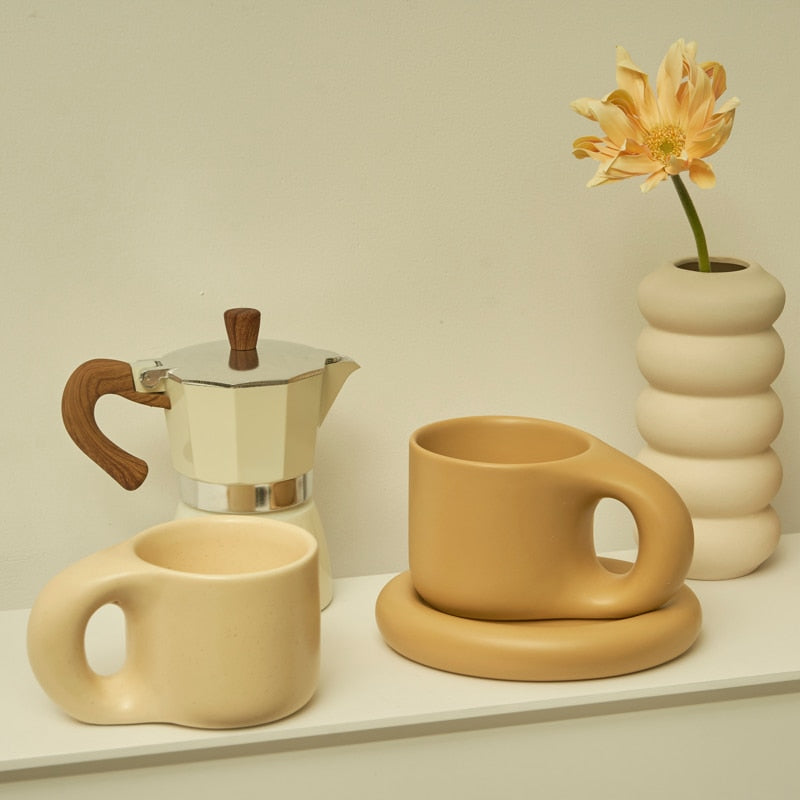 Ceramic Mug with Saucer Coffee