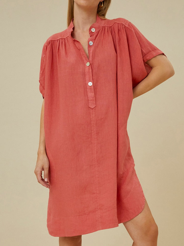 Red Cotton Summer Night Dress