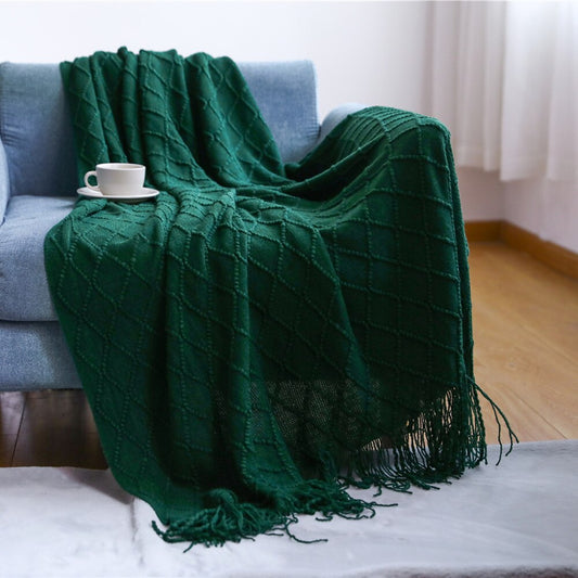 Nordic Soft Bohemia Plaid Blanket-Green