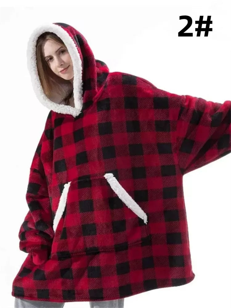 Plaid Fleece Oversized Hoodie