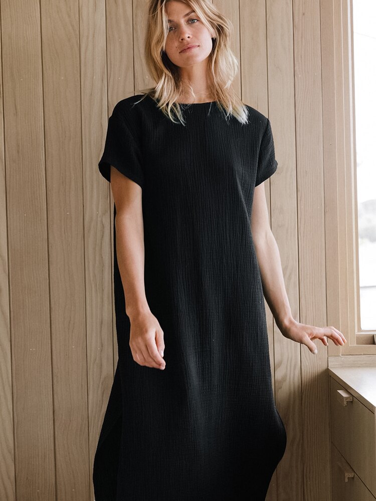 Loose Cotton Short Sleeve Night Dress