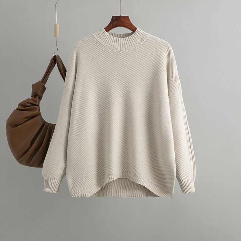 Loose Casual Warm Knit O-Neck Female Jumper Sweater