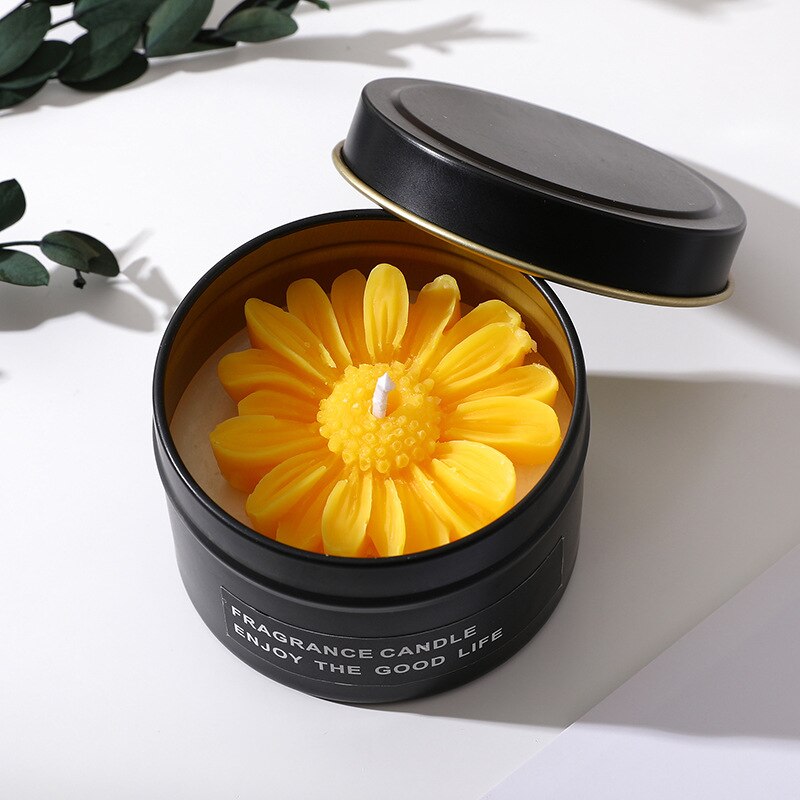 Creative small daisy soy wax scented candle cup home decoration aromatic candles for interior wedding Souvenirs candles in jar