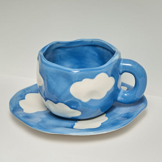 Nordic Hand-Painted Blue Sky Cloud Cup