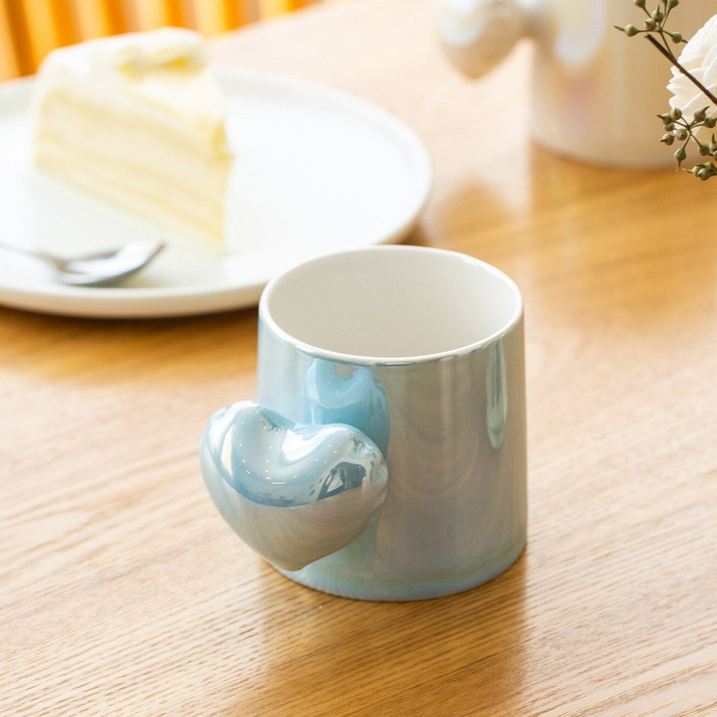 Nordic Heart-Handled Ceramic Coffee Mug