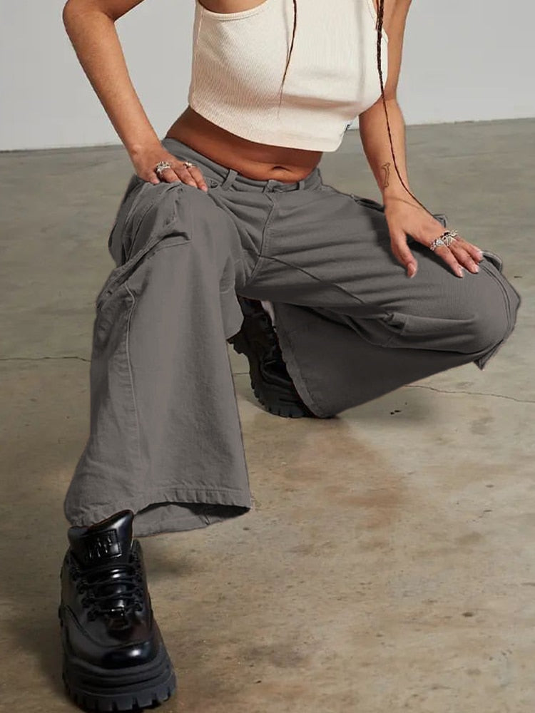 Low Waist Cargo Gray Pants