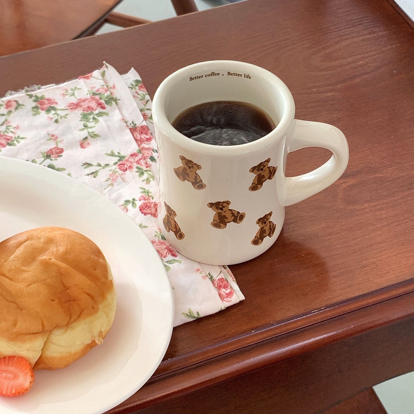 Retro Cartoon Bear Ceramic Coffee Mug