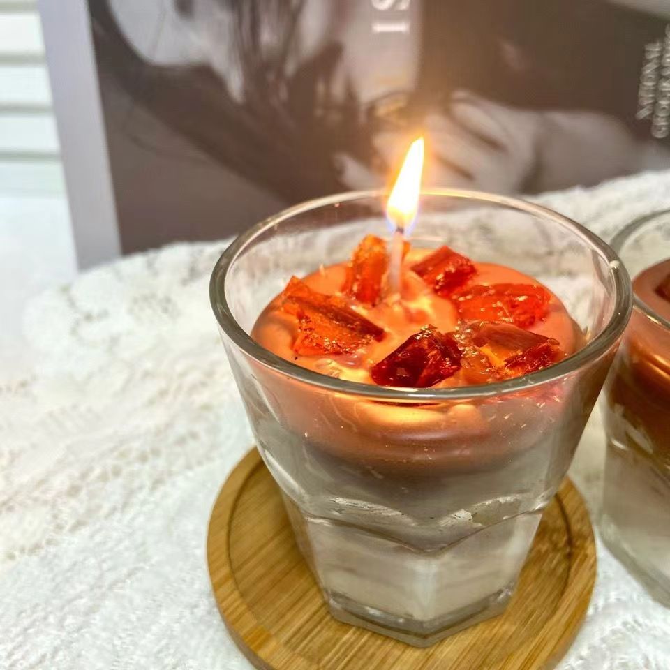 Creative birthday gifts coffee scented candle in glass bedroom luxury decoration aromatic candle party decorations for events