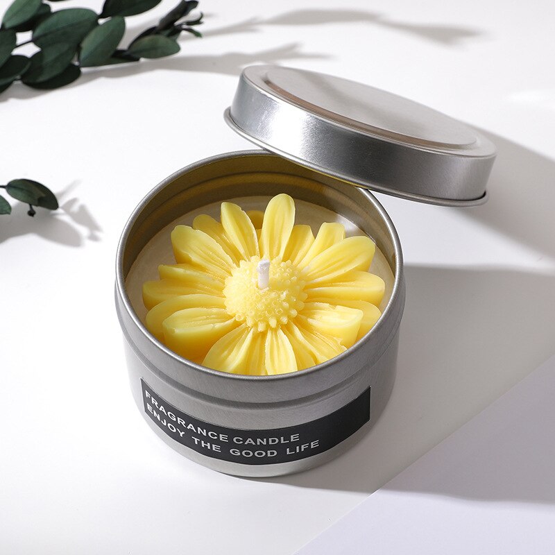 Creative small daisy soy wax scented candle cup home decoration aromatic candles for interior wedding Souvenirs candles in jar