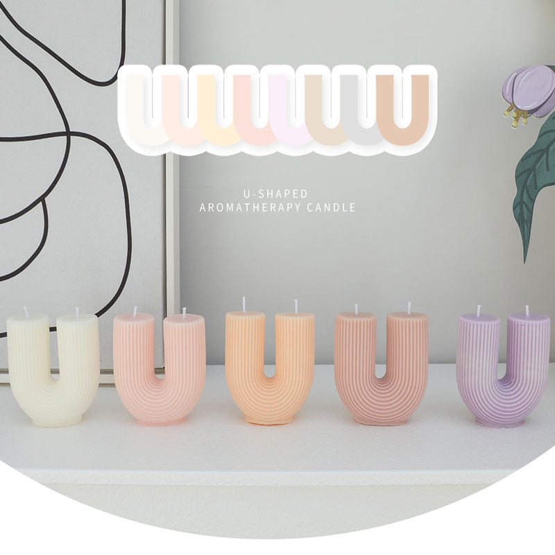 Wholesale Home decorative candle U-Shaped geometric scented candles Ins popular rainbow bridge room decor aroma candles decor