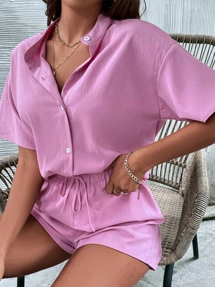 Summer Casual Short Sleeve 2 Piece Set