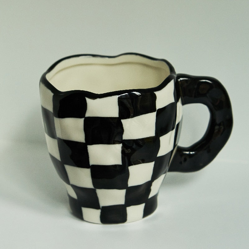 Handmade Irregular Chessboard Cup Set