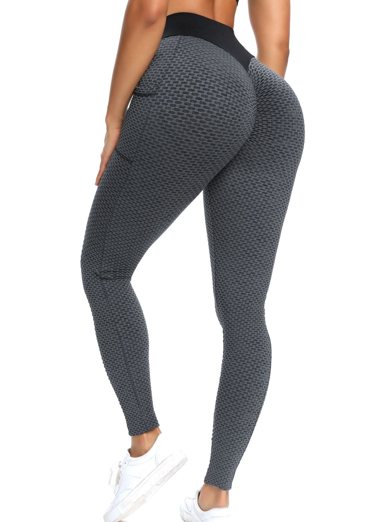 Sports Seamless High Waisted Leggings With Honeycomb Pocket