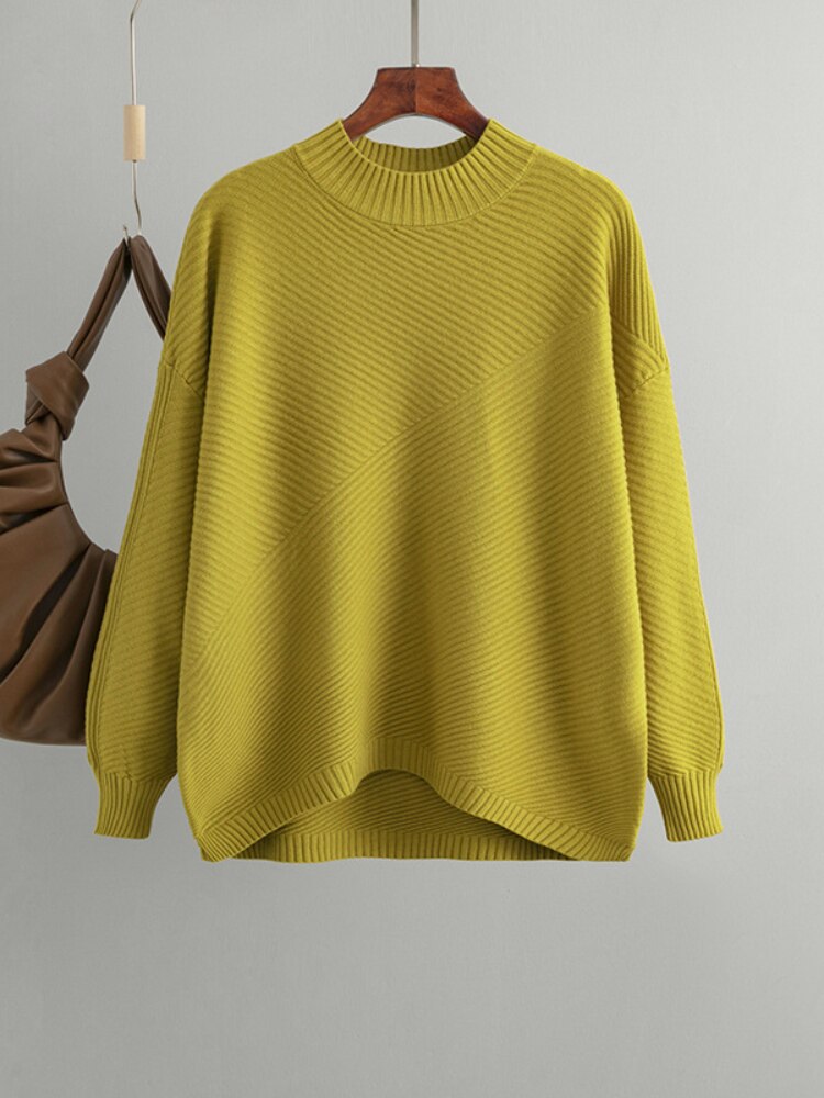 Loose Casual Warm Knit O-Neck Female Jumper Sweater