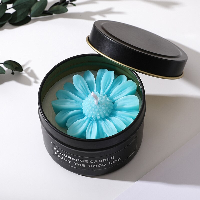 Creative small daisy soy wax scented candle cup home decoration aromatic candles for interior wedding Souvenirs candles in jar