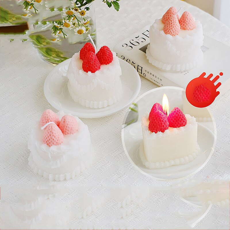 Korean candles strawberry aromatherapy cake candle ins decorative candles for home decor grils birthday candles for cake