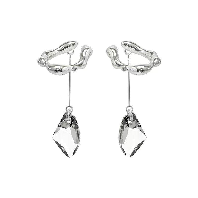 Geometric Silver Metal Earrings