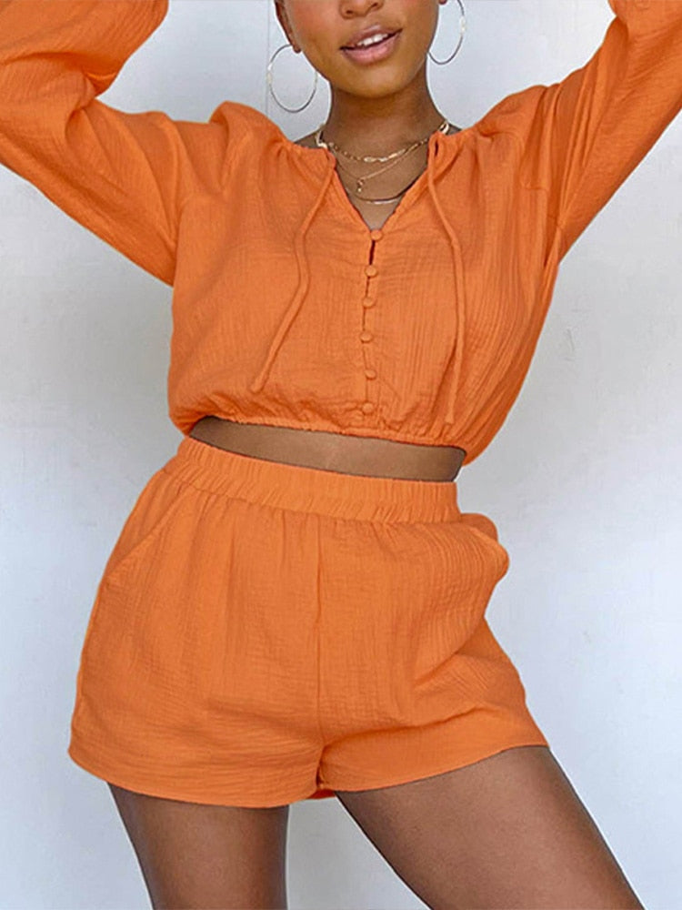 Orange Streetwear 2 Piece Set